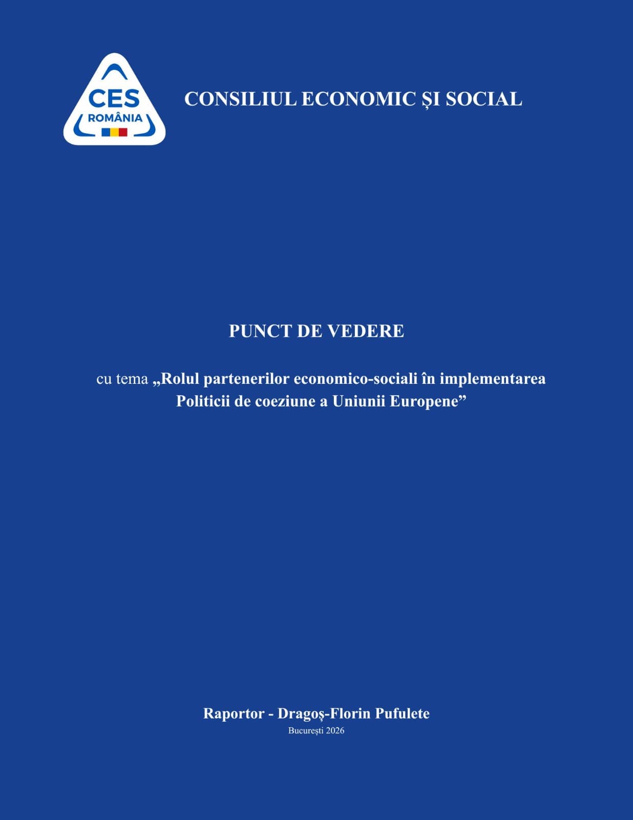 Punct de vedere cu tema „Rolul partenerilor economico-sociali în implementarea Politicii de coeziune a Uniunii Europene”